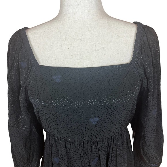 TREASURE & BOND SQUARE‎ NECK PUFF SLEEVE HIGH-LOW BLOUSE BLACK SIZE M NWT - Picture 5 of 16